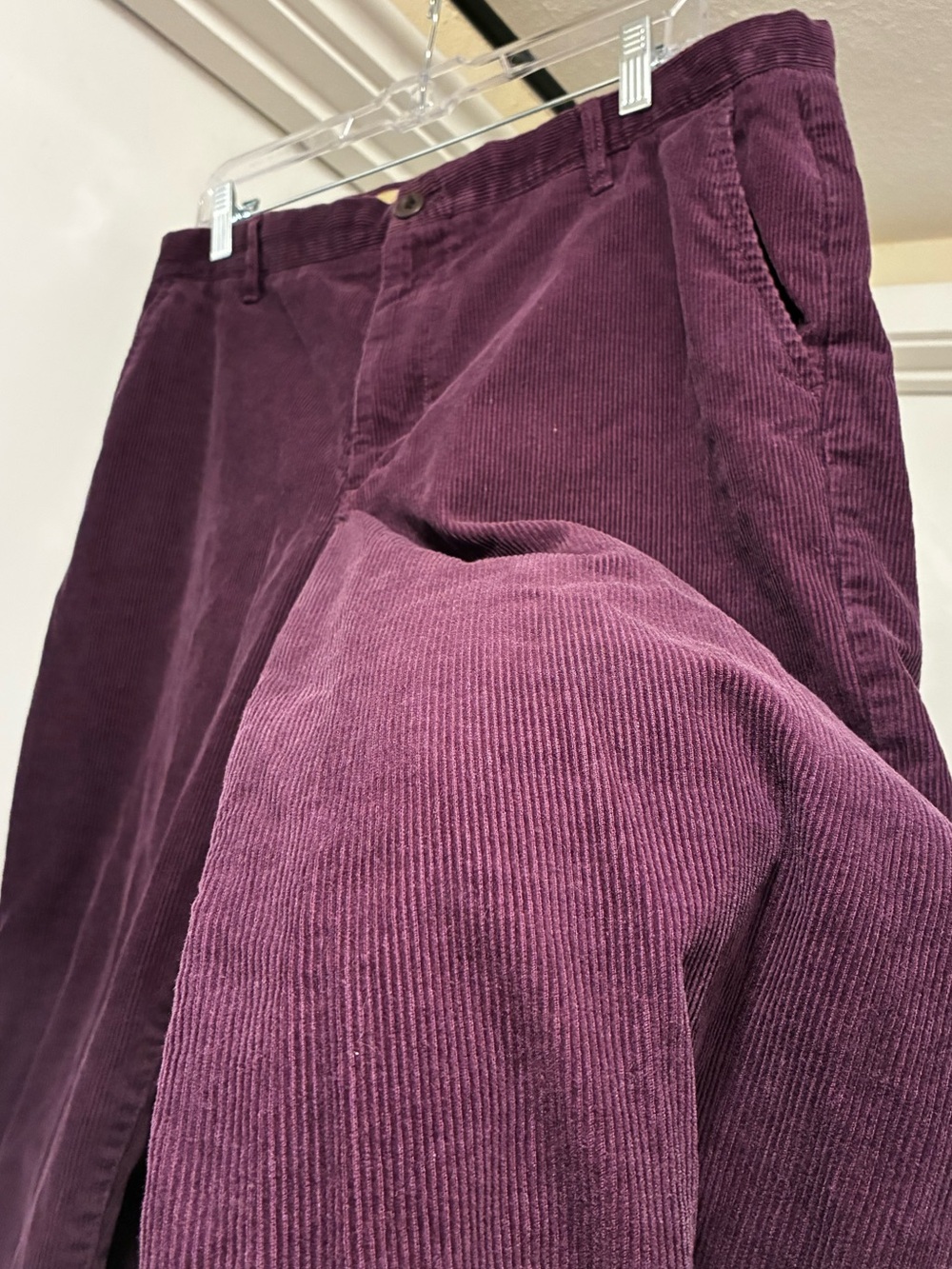 Purple Straight-legged Corduroy Pants